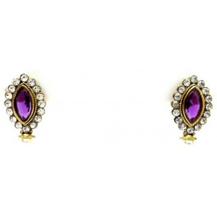 Gold Oxidized Women Earring Stud Jewelry PushBack Classy Gift Rhinestone Bead 23